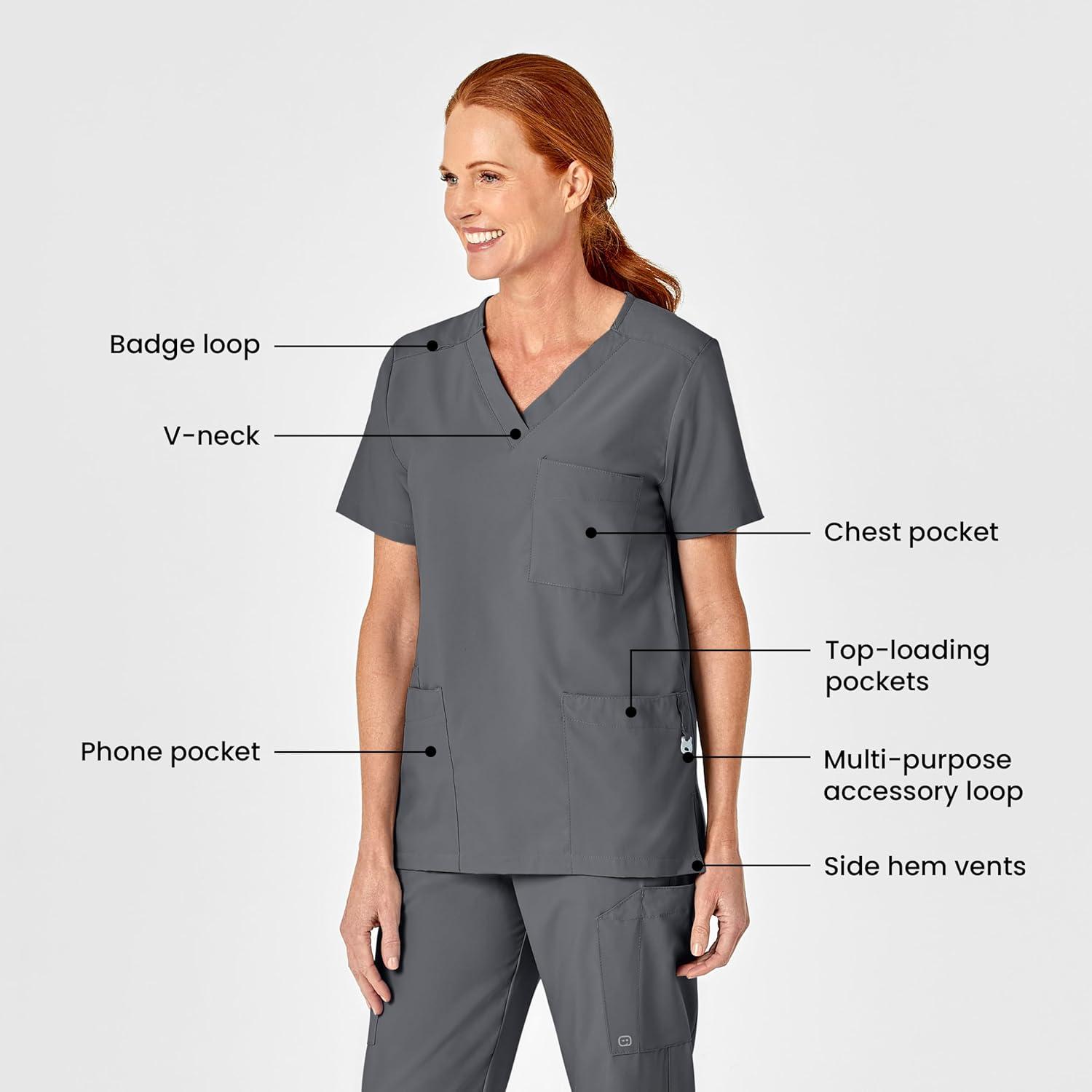 WonderWink Womens 4-Pocket Utility Top(Pewter)