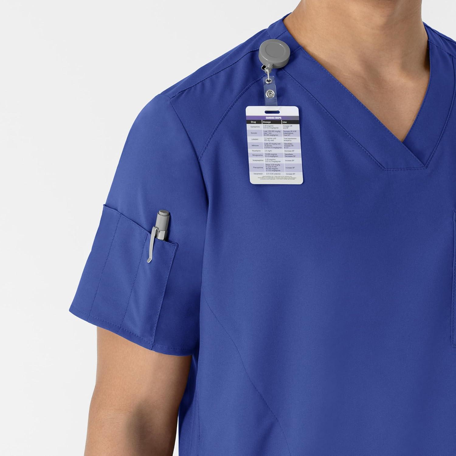 WINK Scrubs for Men, W123, V-Neck Tops with 6 Pockets(Galaxy Blue)
