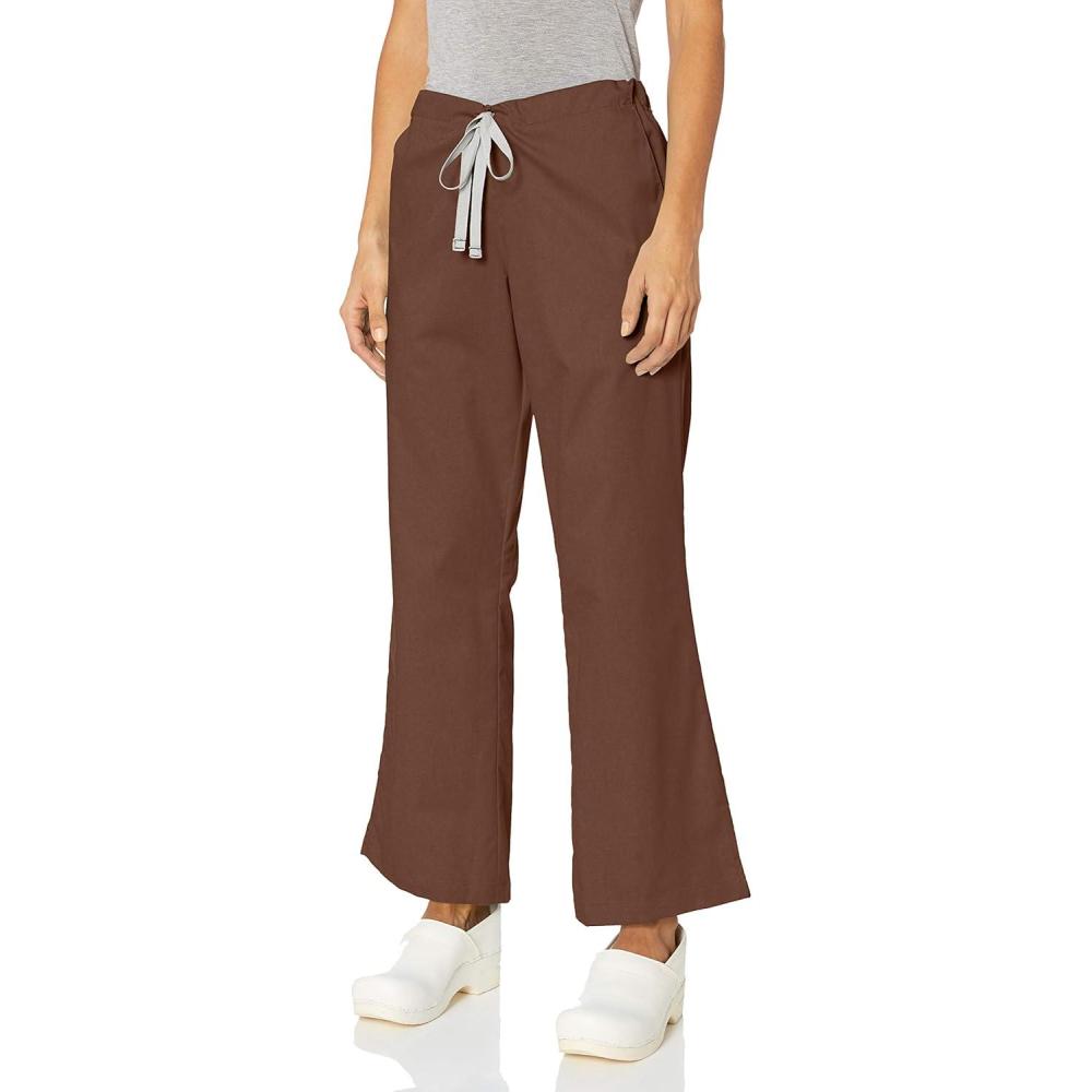 Wink WonderWORK Scrubs for Women, Flare Leg Scrub Pants(Chocolate)