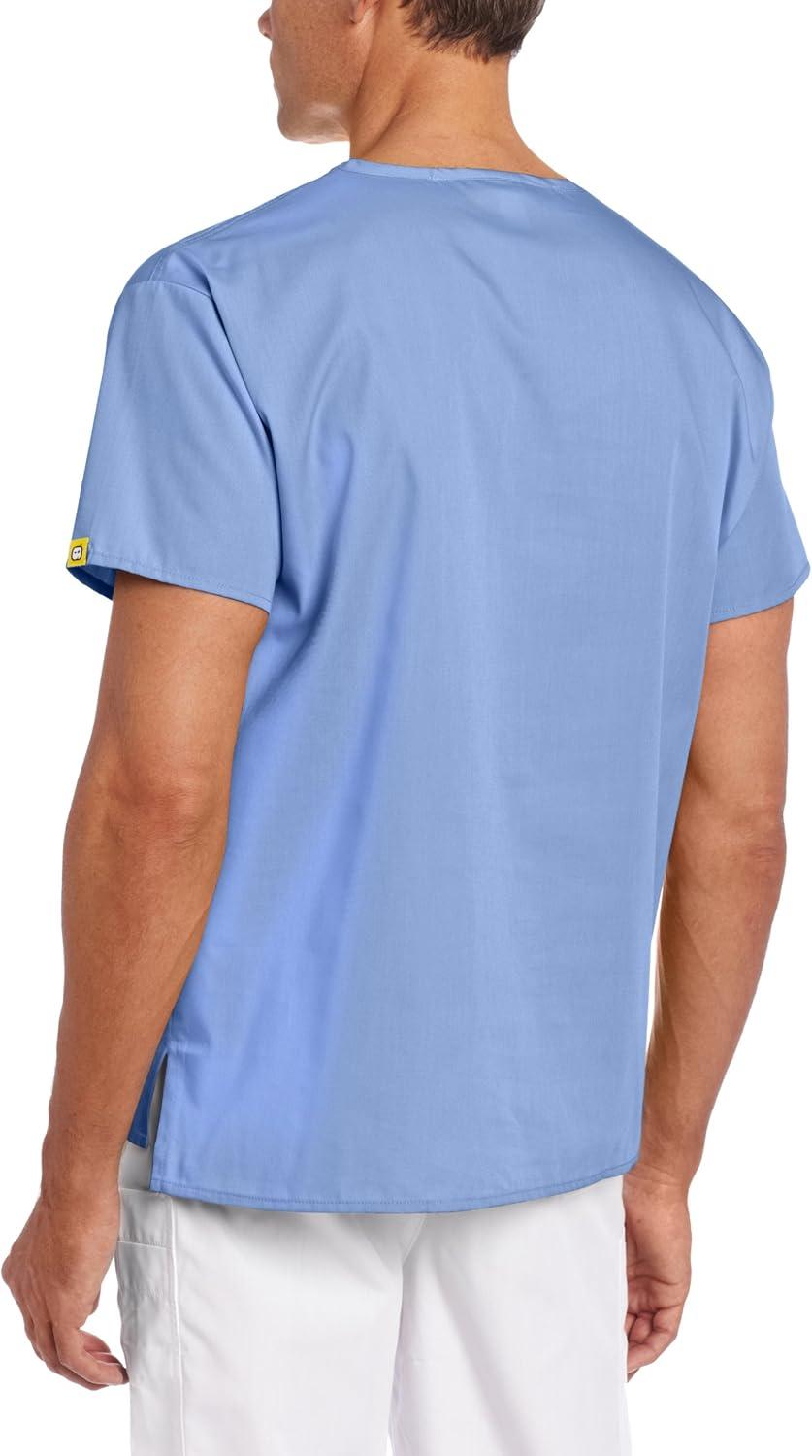 WonderWink Men’s Big The Alpha Unisex V-Neck Scrub Top(Ciel Blue)
