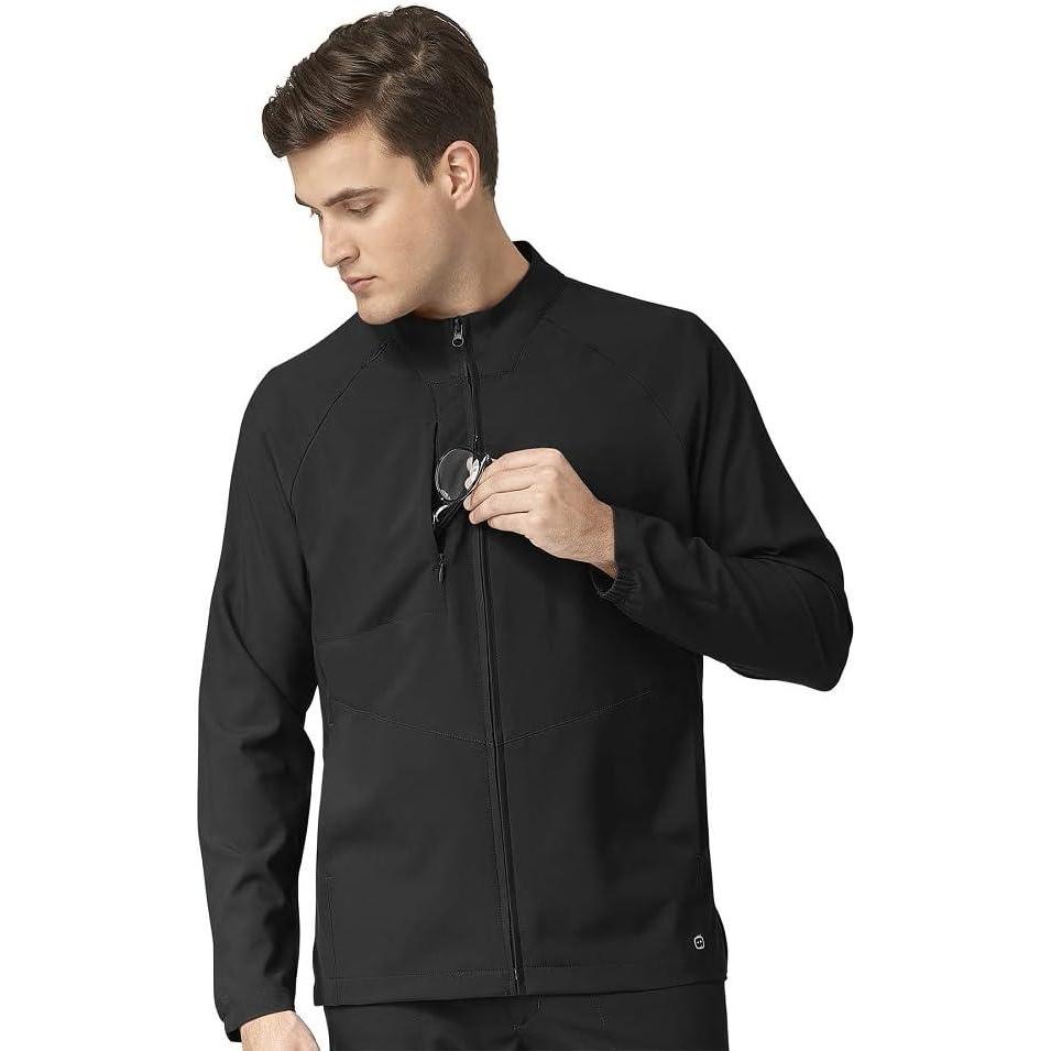 WonderWink Mens Zip-front Warm-up JacketZip-Front Warm-Up Jacket(Black)
