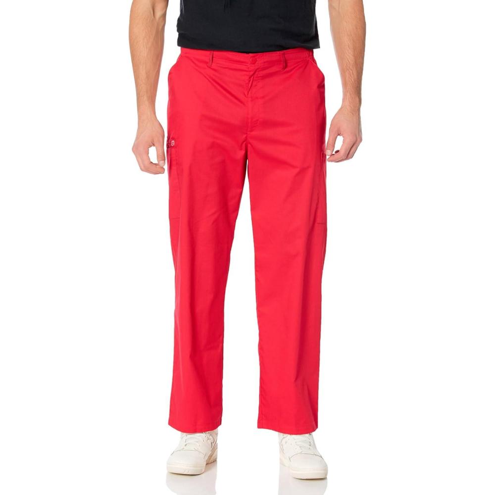 Wink WonderWORK Scrubs for Men, Cargo Scrub Pants(Red)
