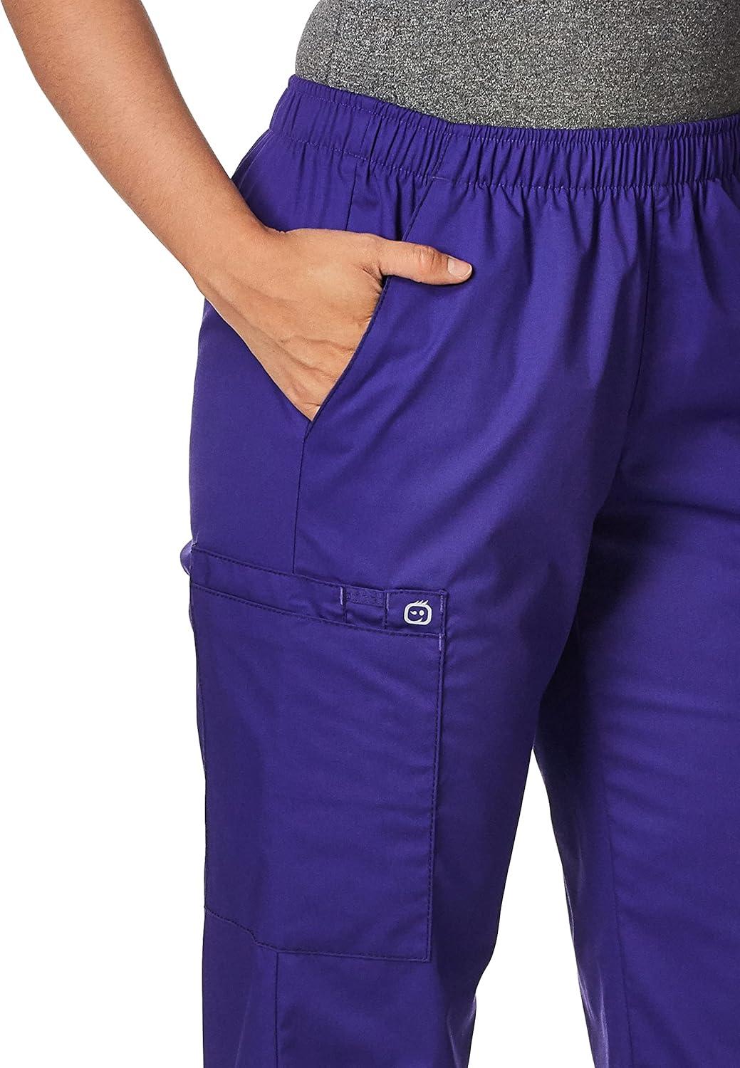 WonderWink Women’s Tall Wonderwork Women’s Pull-On Cargo Scrub Pant Tall(Grape)