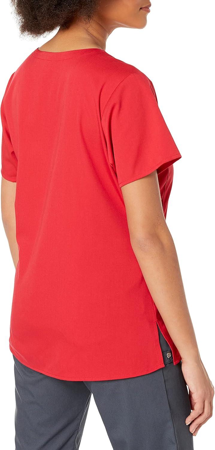 WonderWink Womens Women’s 4 Pocket Notch Neck Scrub Top(Red)