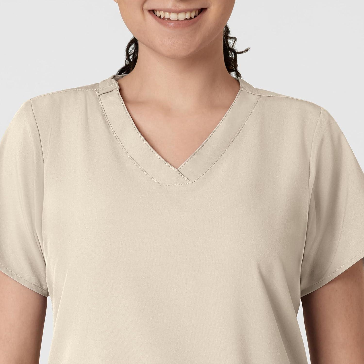 Wink Scrubs for Women, W123, Classic V-Neck Tops with 2 Pockets(Khaki)