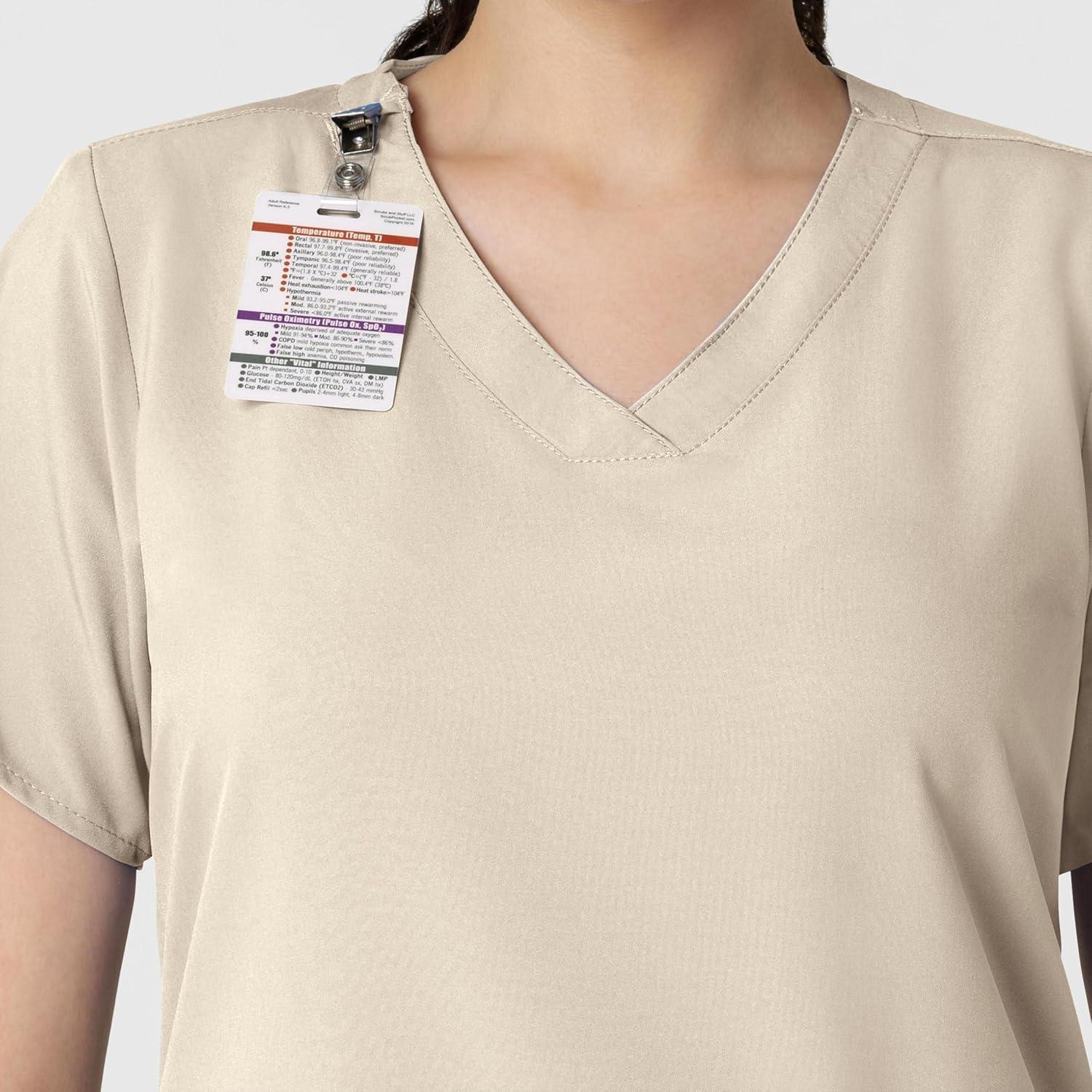 Wink Scrubs for Women, W123, Classic V-Neck Tops with 2 Pockets(Khaki)