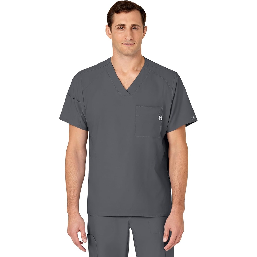 WINK W123 Men’s V-Neck Scrub Top(Pewter)