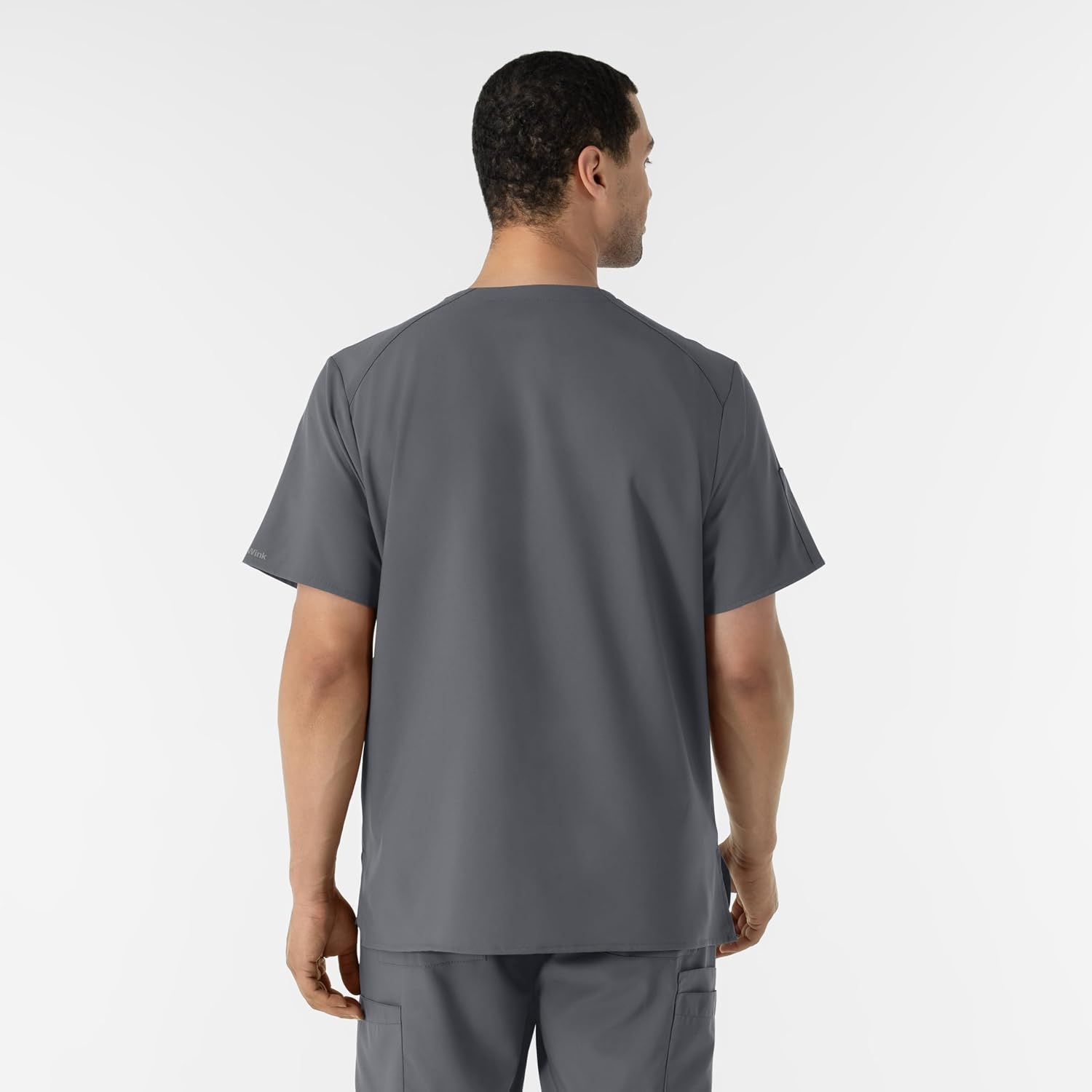 WINK W123 Men’s V-Neck Scrub Top(Pewter)