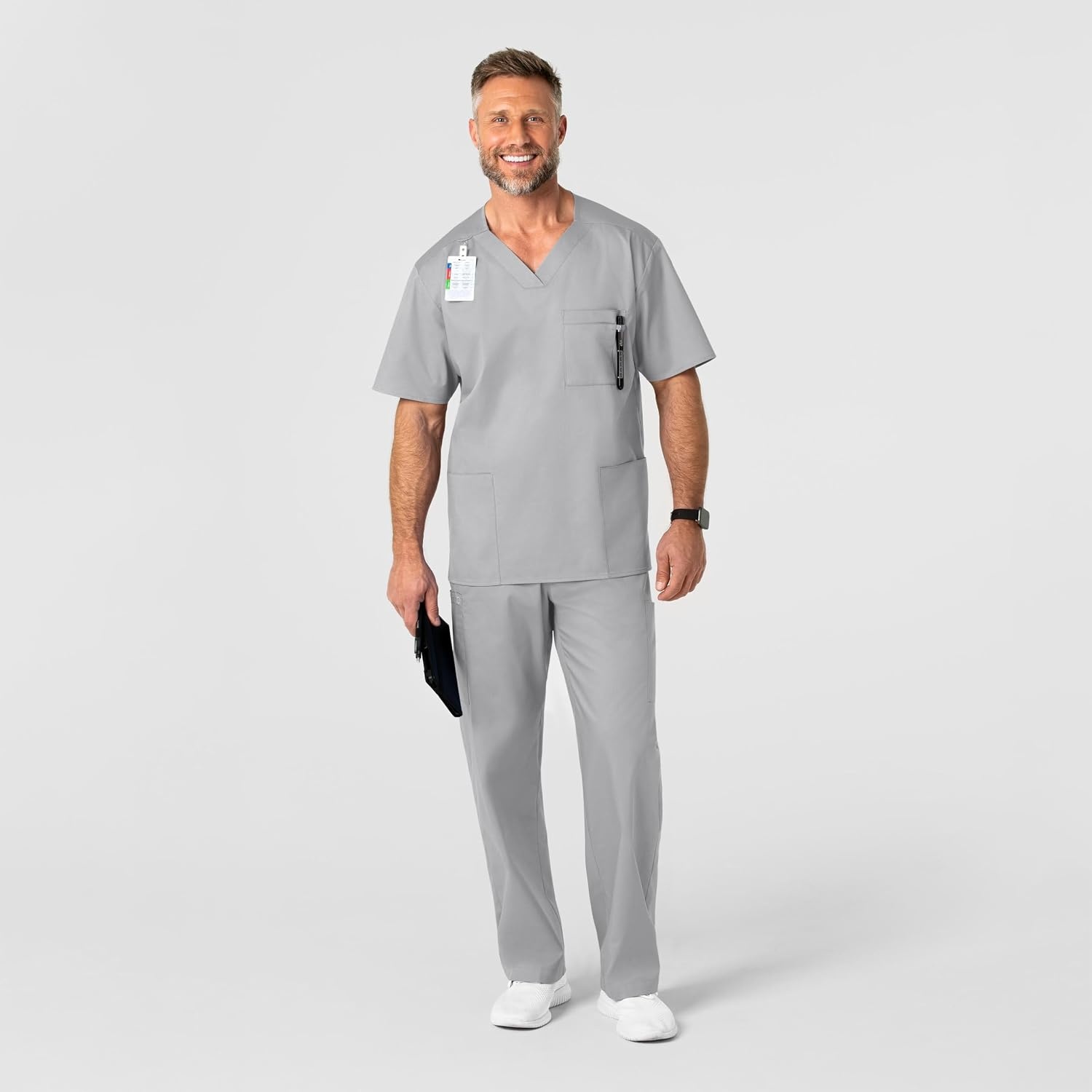 WonderWink Men’s Big Wonderwork Big Men’s V Neck Scrub Top(Grey)