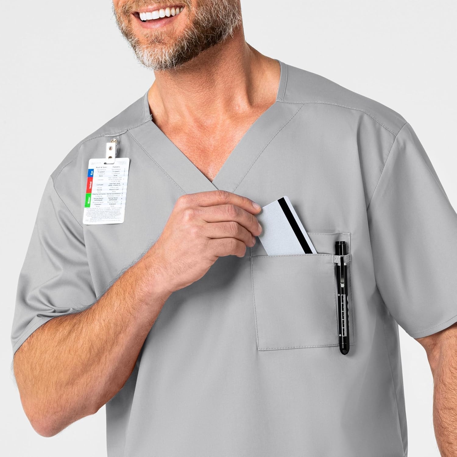 WonderWink Men’s Big Wonderwork Big Men’s V Neck Scrub Top(Grey)