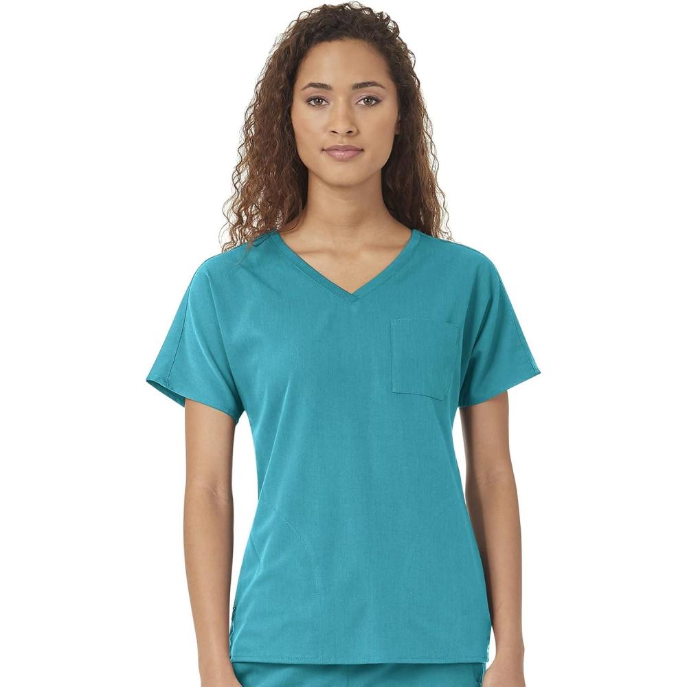 WonderWink Womens Women’s Dolman 3 Pocket Scrub TopMedical Scrubs Shirt(Teal Blue)