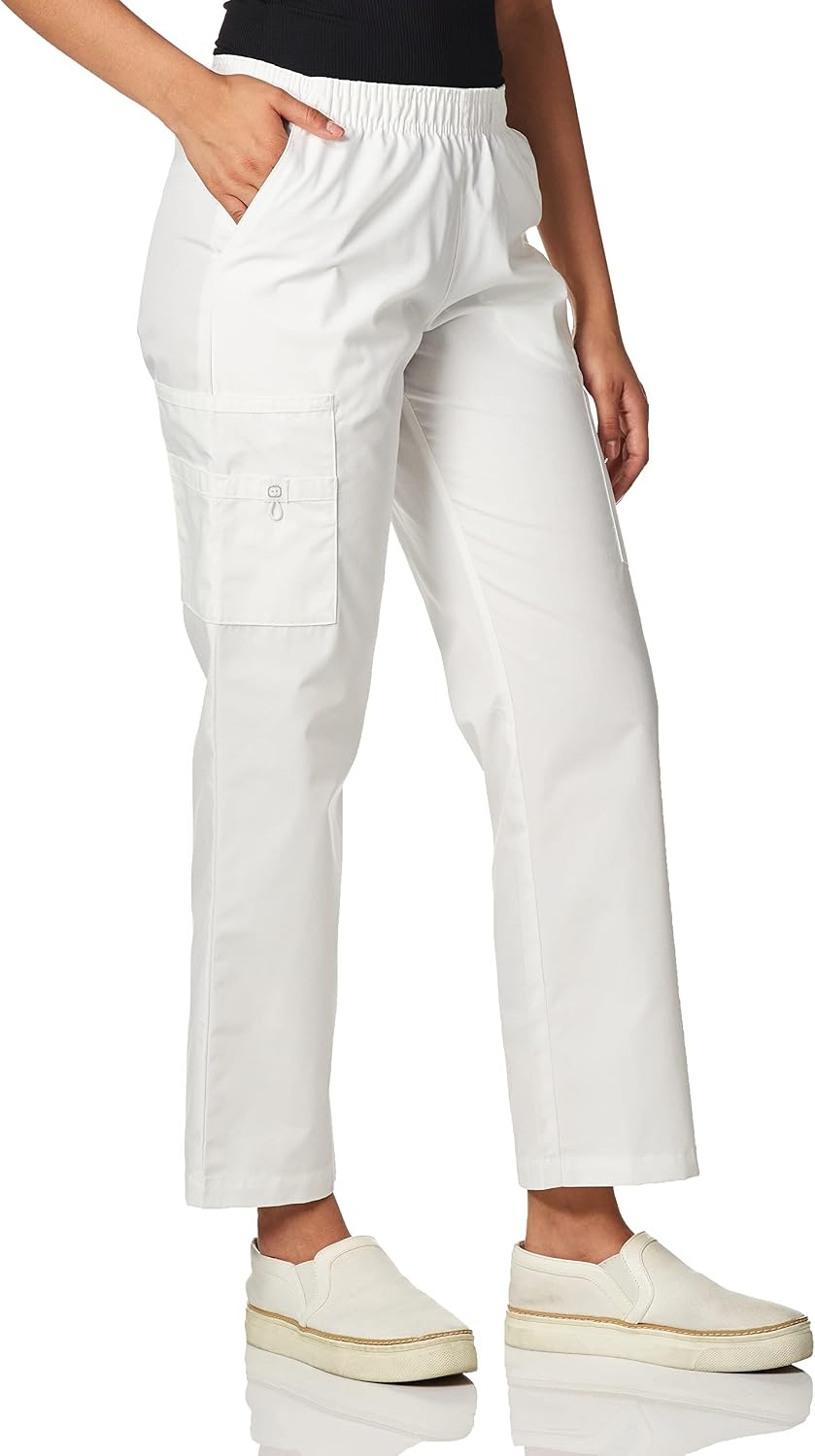 WINK Origins Quebec -Women’s Full Elastic Cargo Scrub Pant(White)