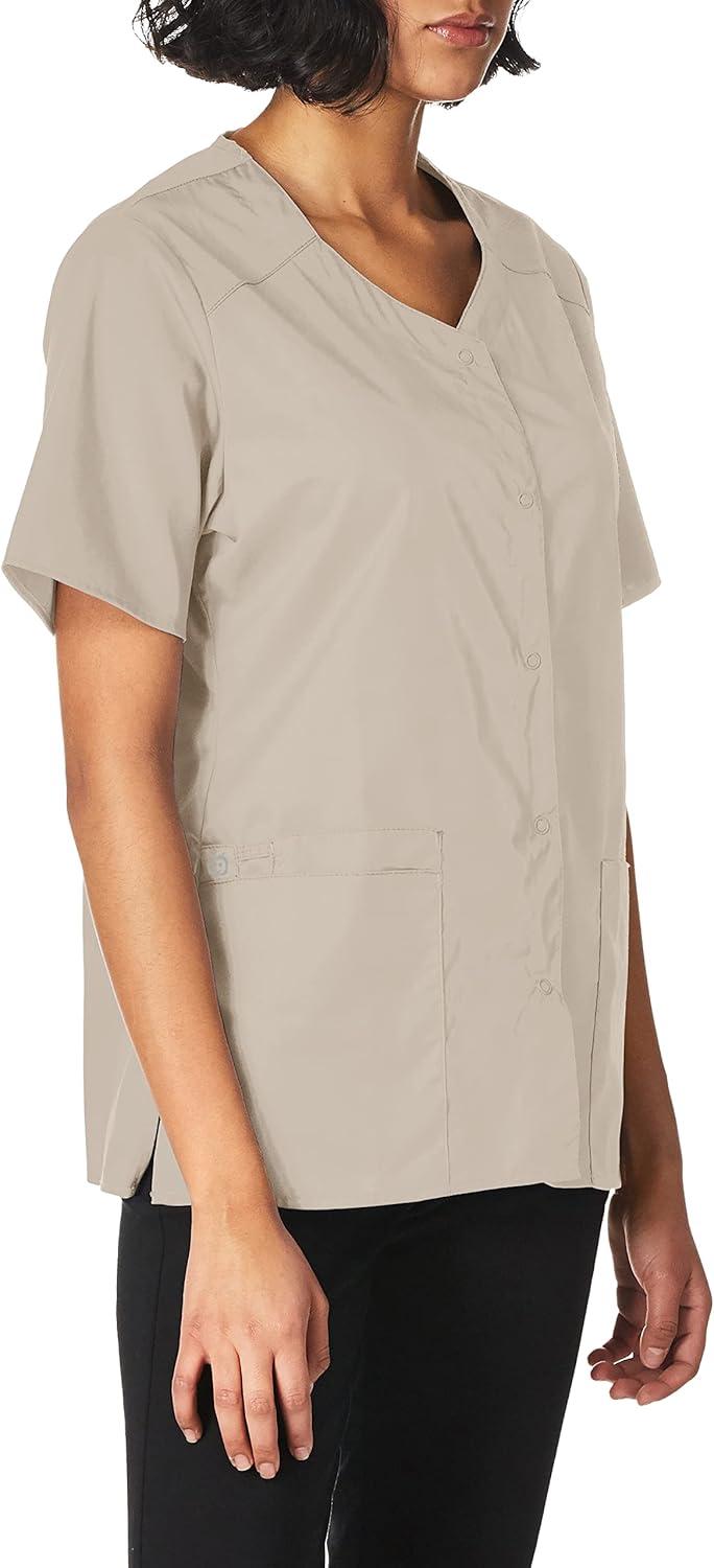 WonderWink Women’s Wonderwork Short Sleeve Snap Jacket(Khaki)
