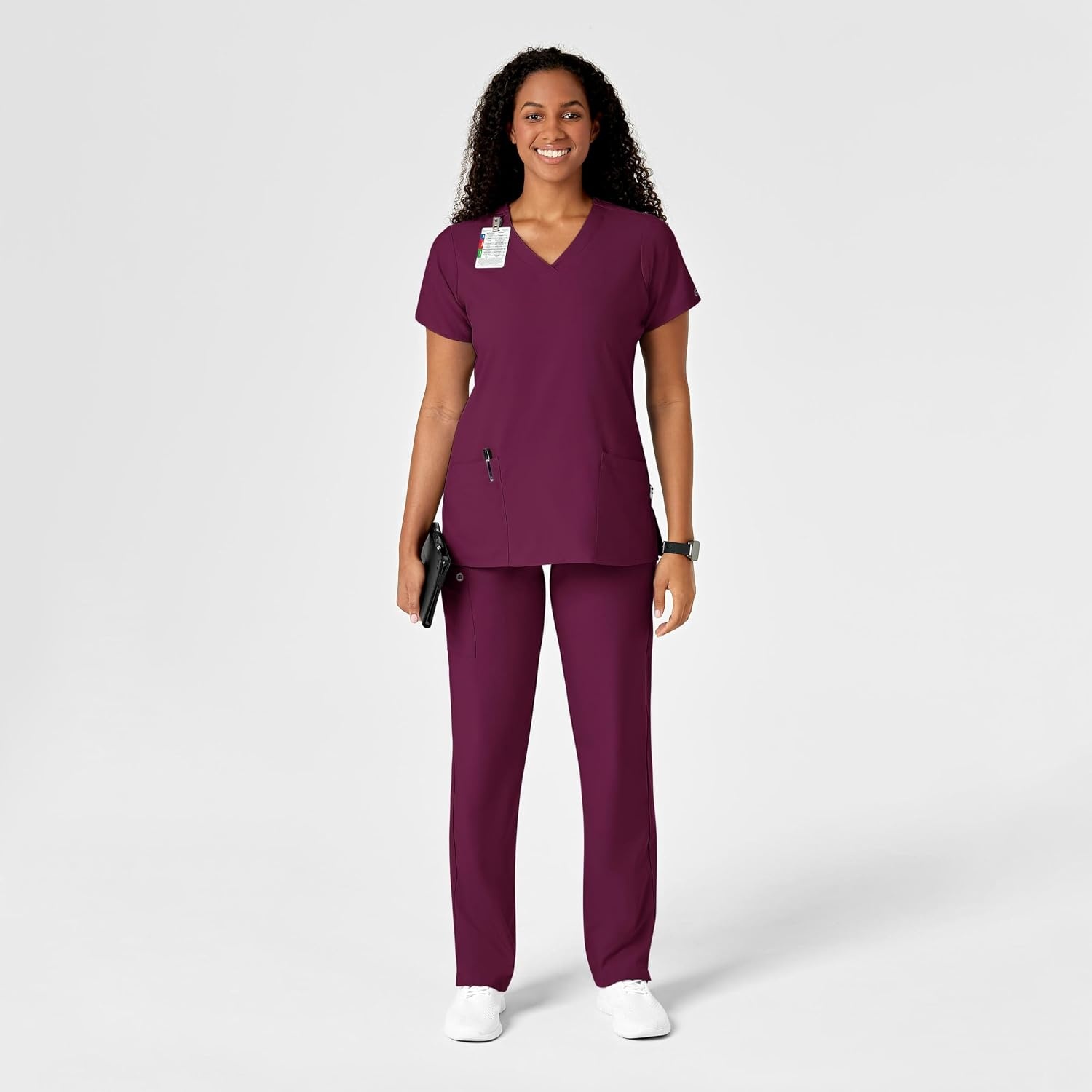 WINK W123 Women’s Drawstring Scrub Pant(Wine)