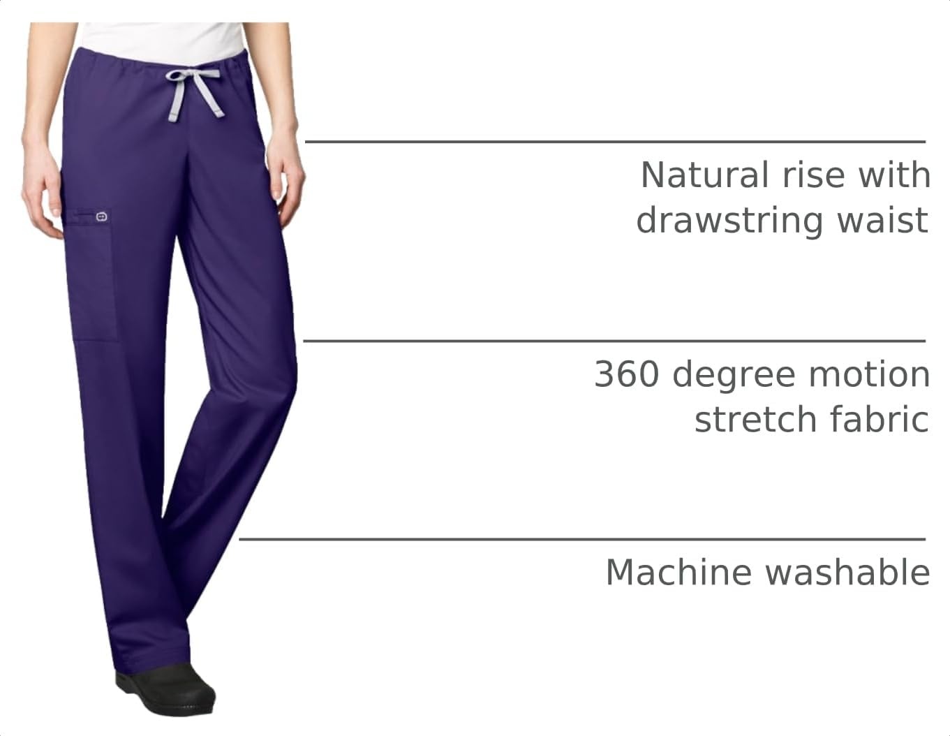 Wink WonderWORK Unisex Drawstring Cargo Scrub Pant(Grape)