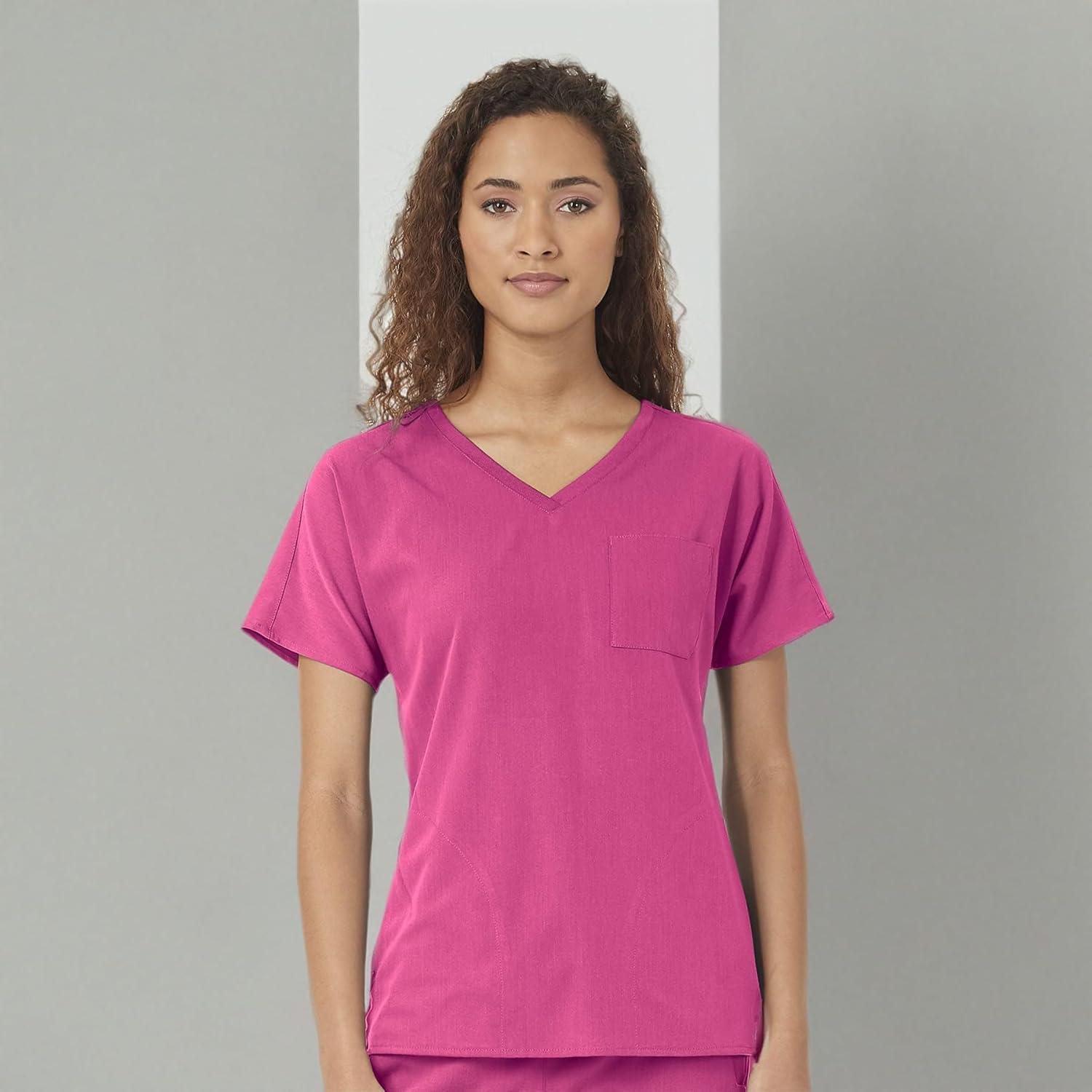 WonderWink Womens Women’s Dolman 3 Pocket Scrub TopMedical Scrubs Shirt(Fuchsia)