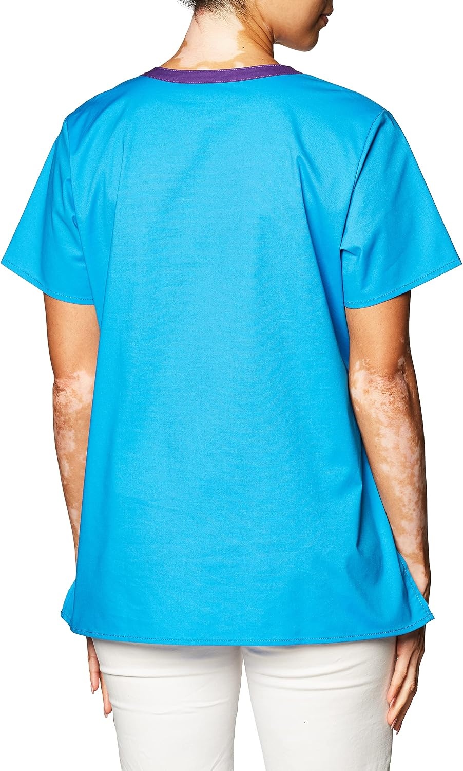 Wink WonderFLEX Patience – Women’s Curved Notch Neck Scrub Top(Malibu Blue)
