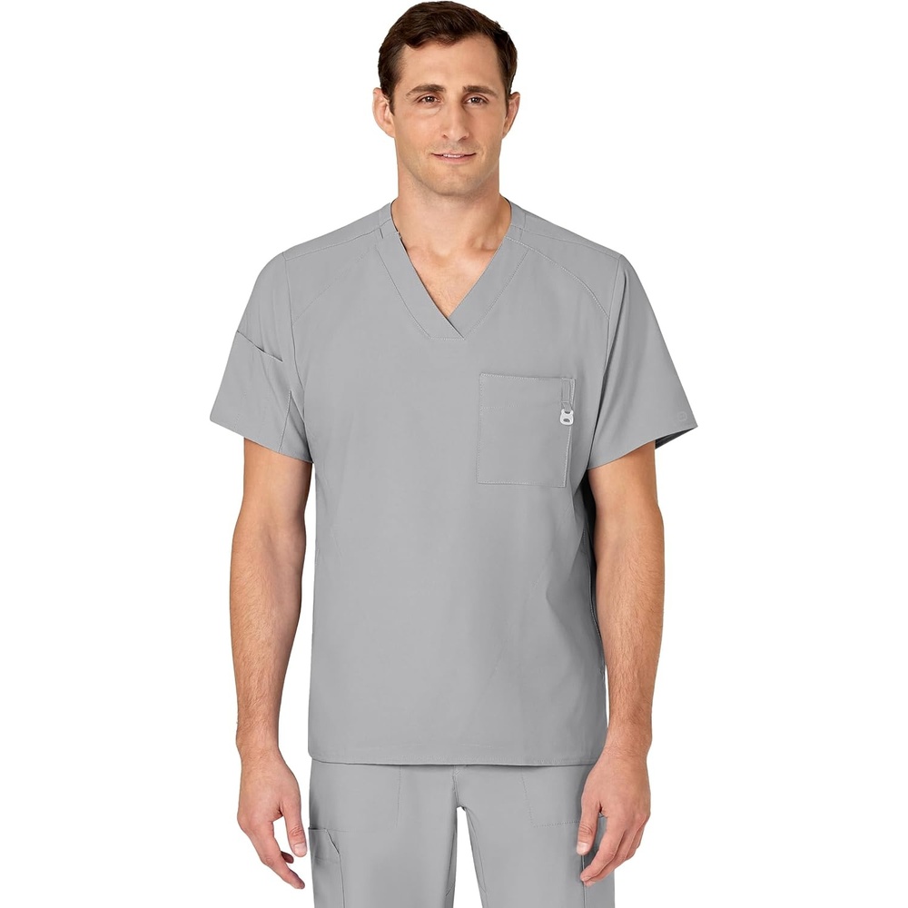WINK W123 Men’s V-Neck Scrub Top(Grey)