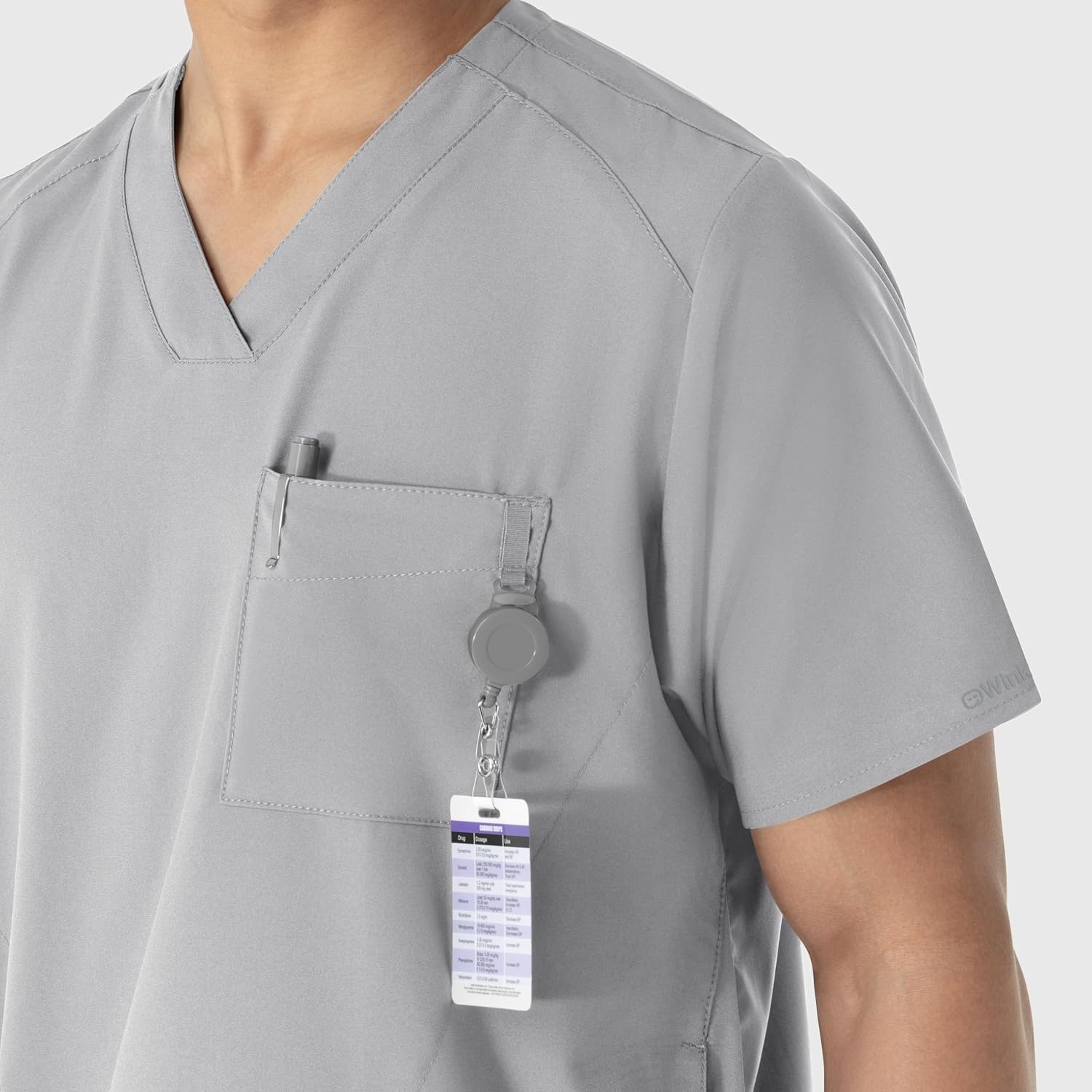 WINK W123 Men’s V-Neck Scrub Top(Grey)