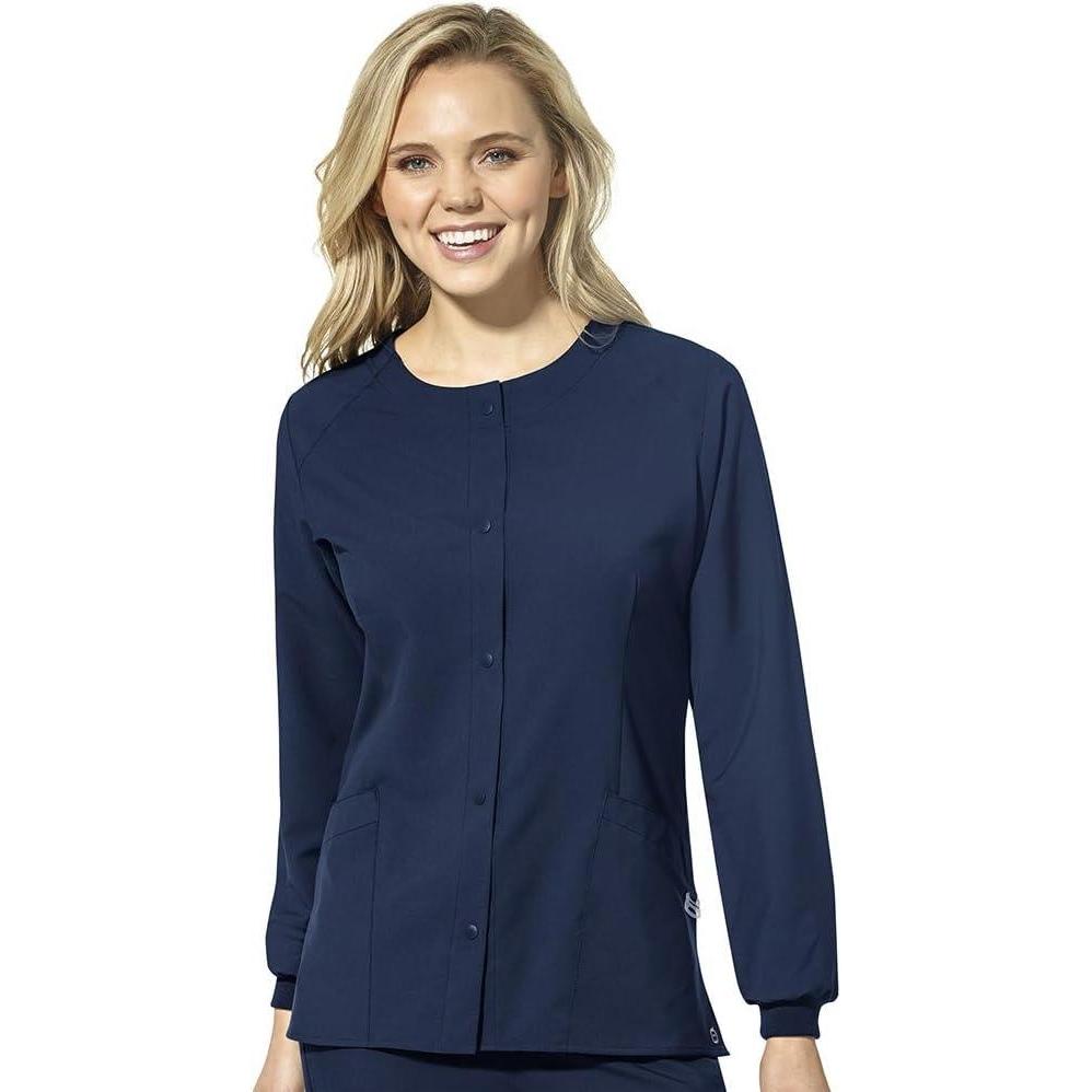 WonderWink Womens Crew Neck Warm Up Jacket(Navy)