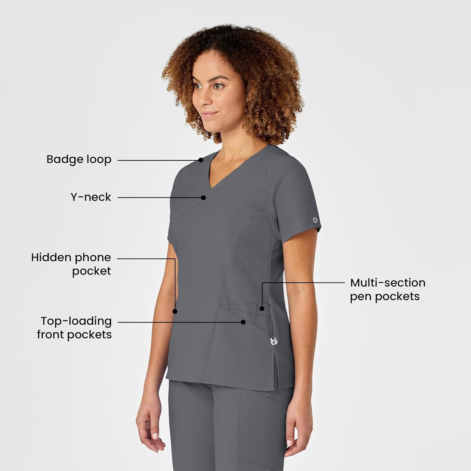 WINK Renew Women’s Mock Wrap Scrub Top(Pewter)
