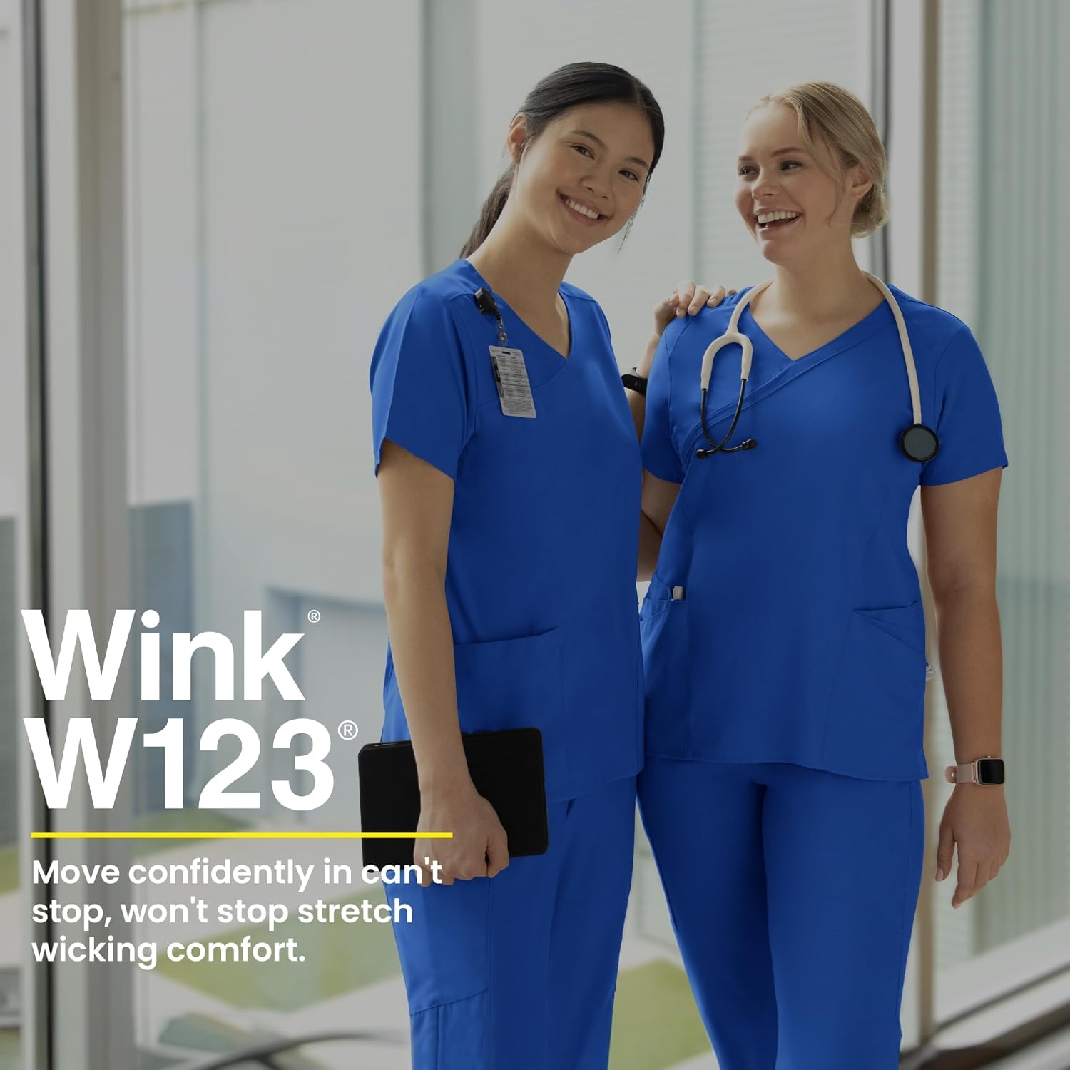 WINK Renew Women’s Mock Wrap Scrub Top(Pewter)