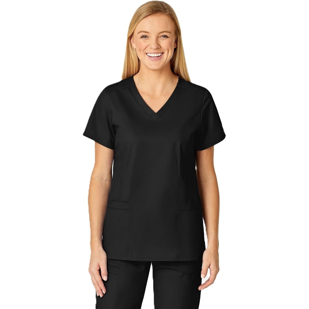 WINK WonderWORK Women’s V-Neck Scrub Top(Black)