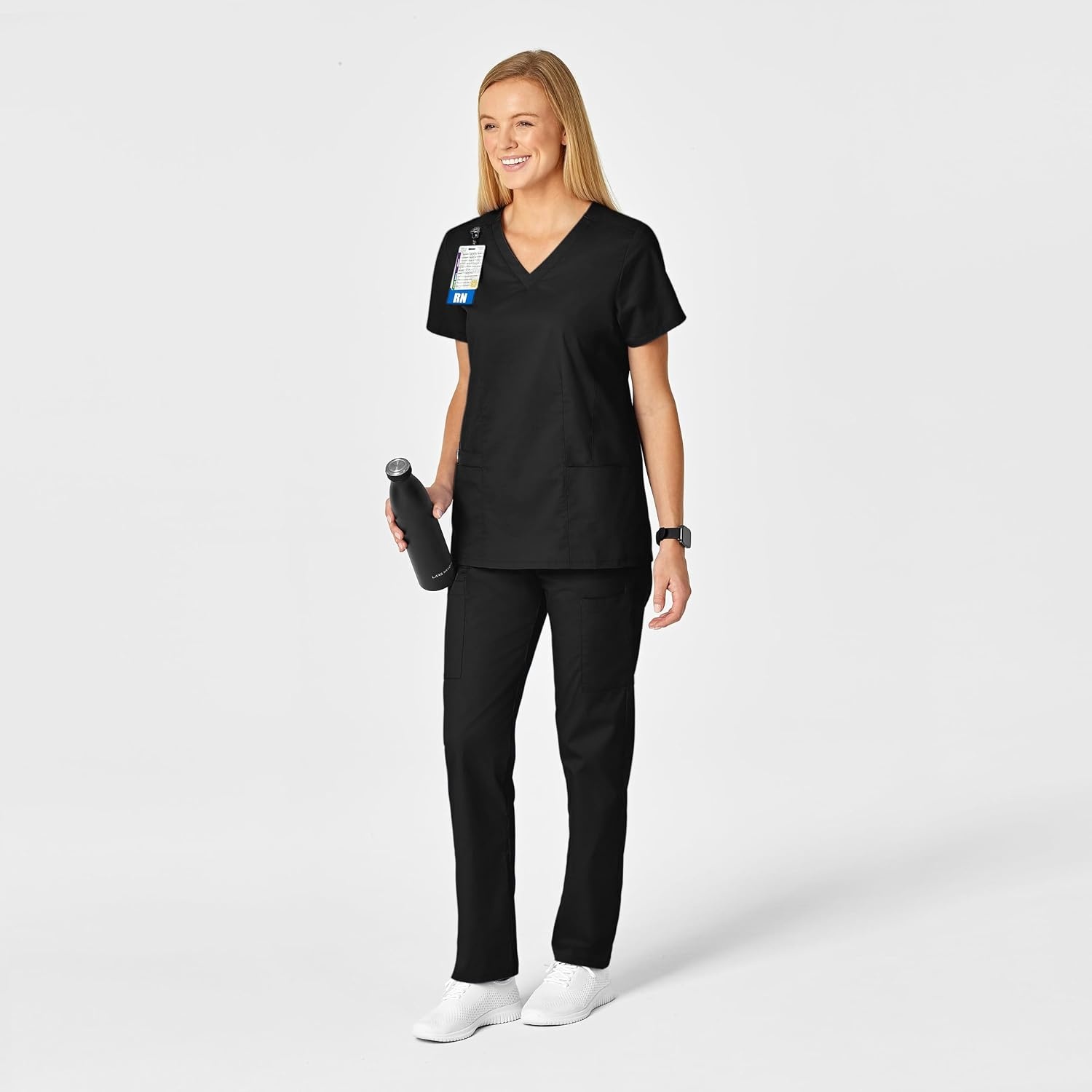 WINK WonderWORK Women’s V-Neck Scrub Top(Black)