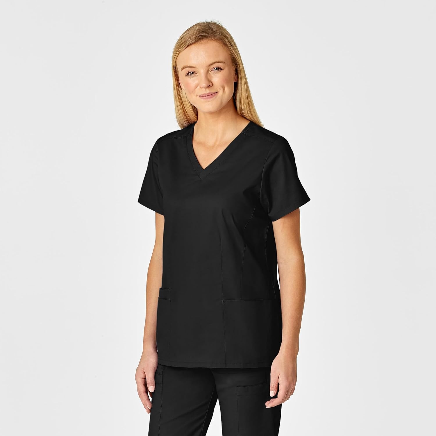 WINK WonderWORK Women’s V-Neck Scrub Top(Black)