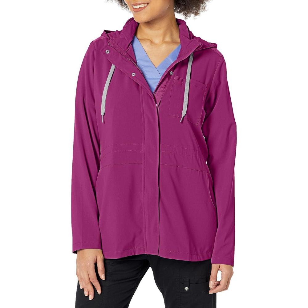 WonderWink womens Convertible Hood Jacket(Wine)