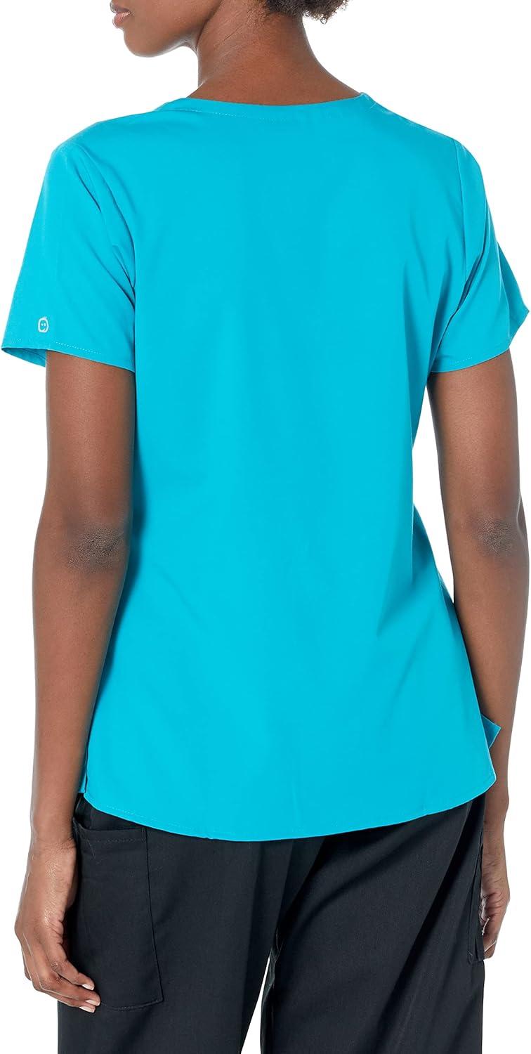 WonderWink Womens Women’s 4 Pocket Notch Neck Scrub Top(Teal Blue)