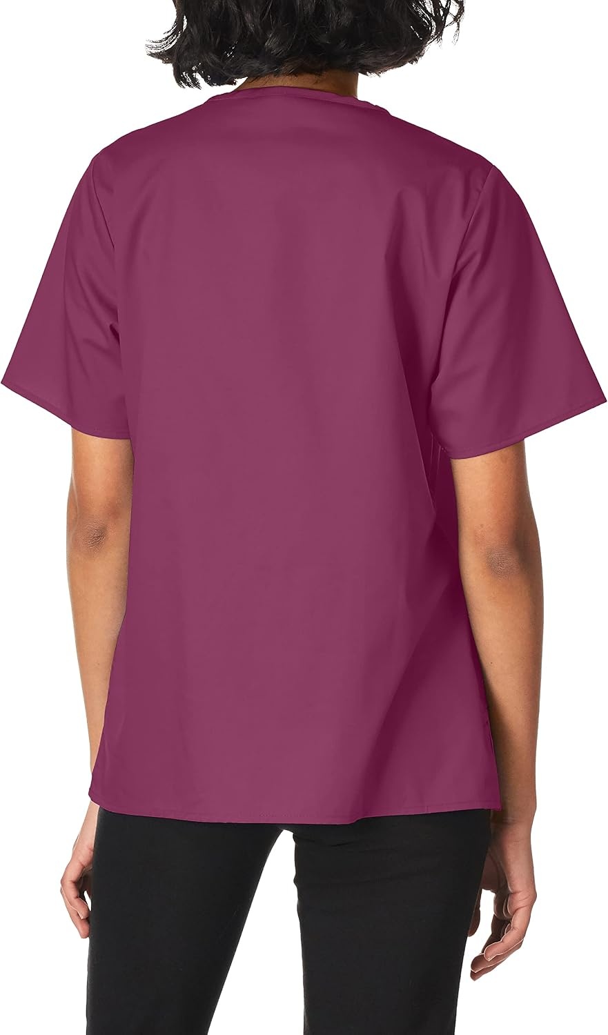 WINK WonderWORK Women’s Short Sleeve Snap Front Scrub Top(Wine)