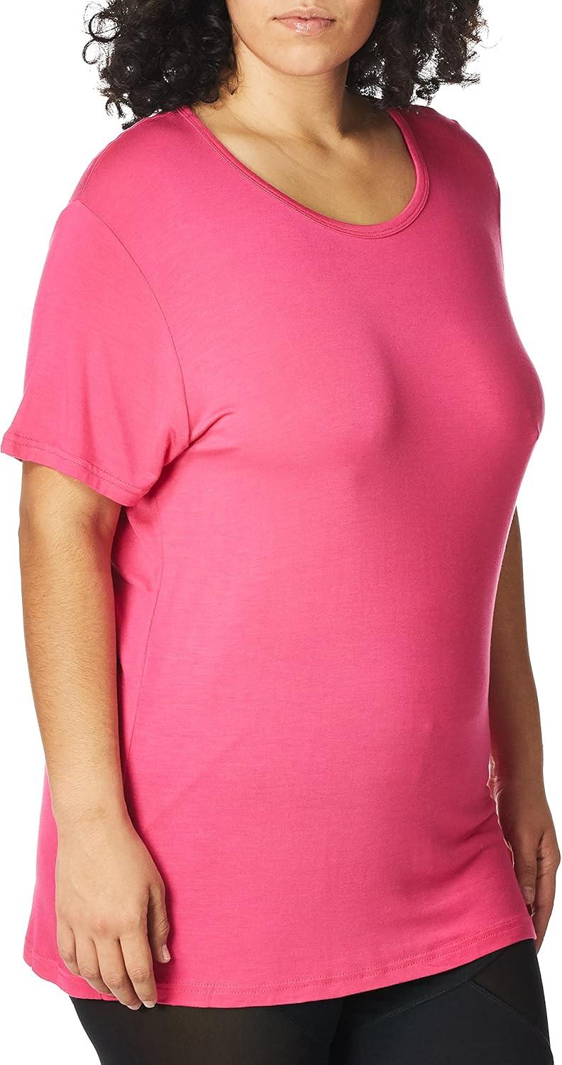 Layers Women’s Silky Knit Short Sleeve Tee(Hot Pink)
