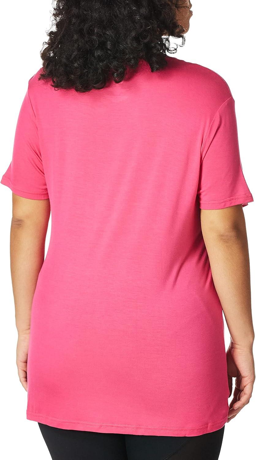 Layers Women’s Silky Knit Short Sleeve Tee(Hot Pink)
