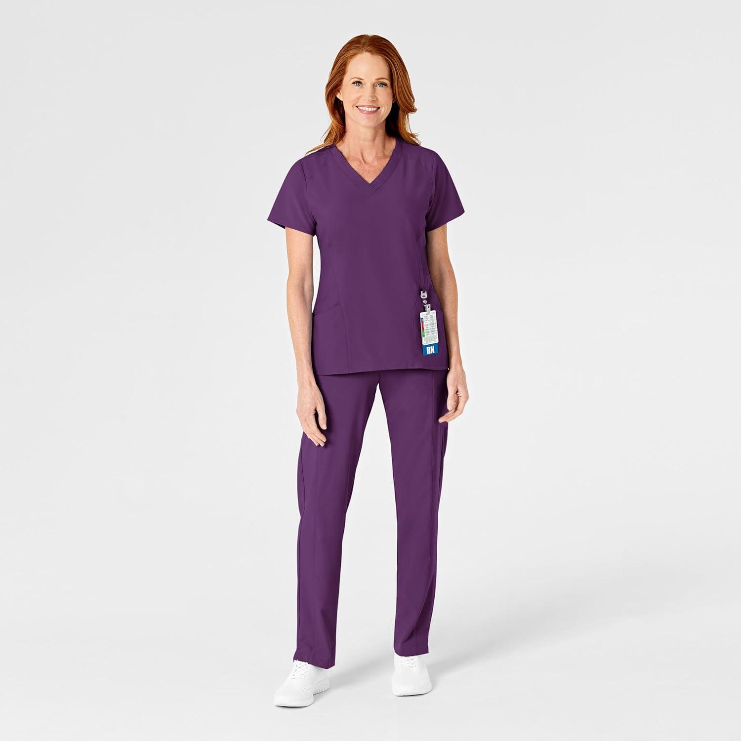 WonderWink womens Women’s Flat Front Cargo Scrub Pant(Eggplant)