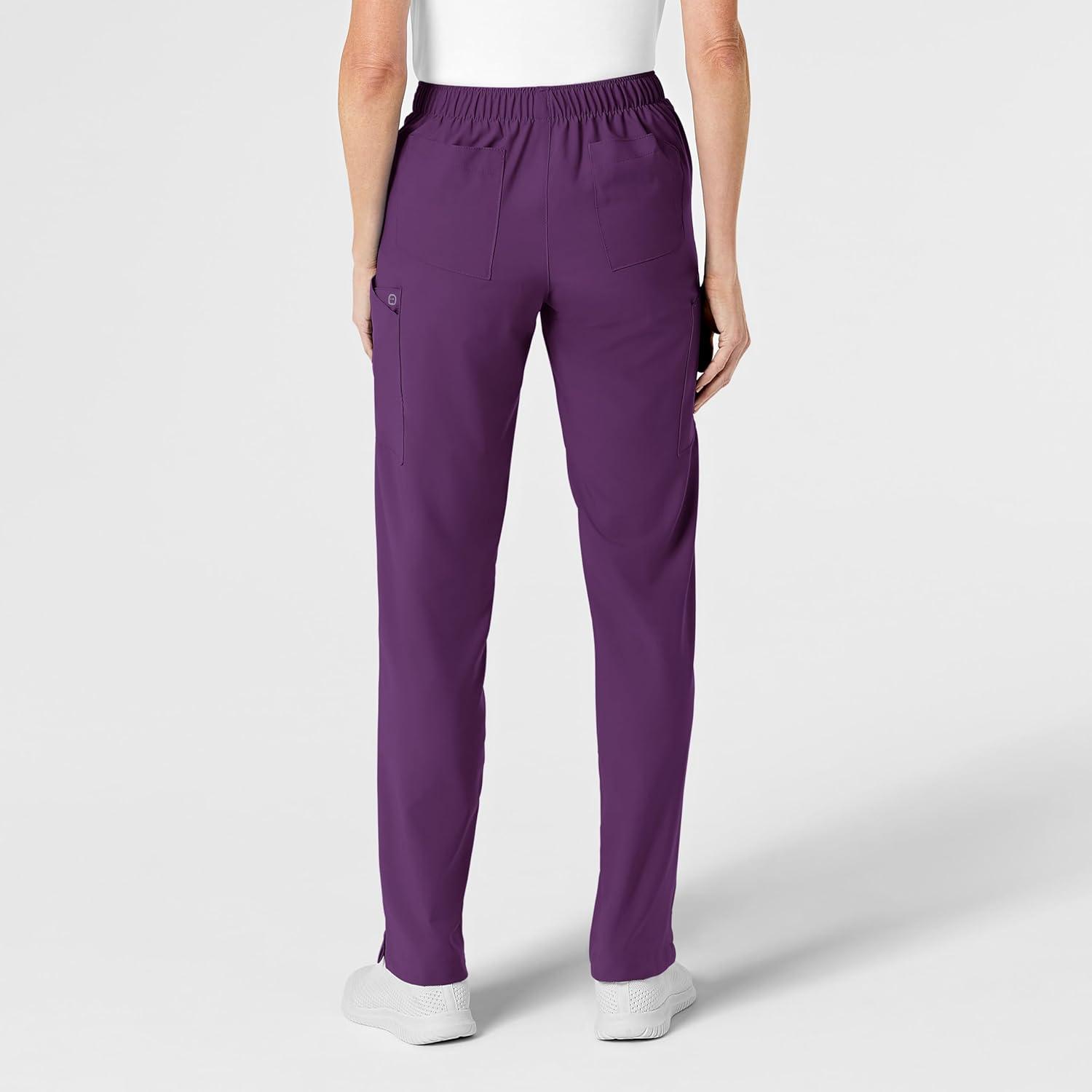 WonderWink womens Women’s Flat Front Cargo Scrub Pant(Eggplant)