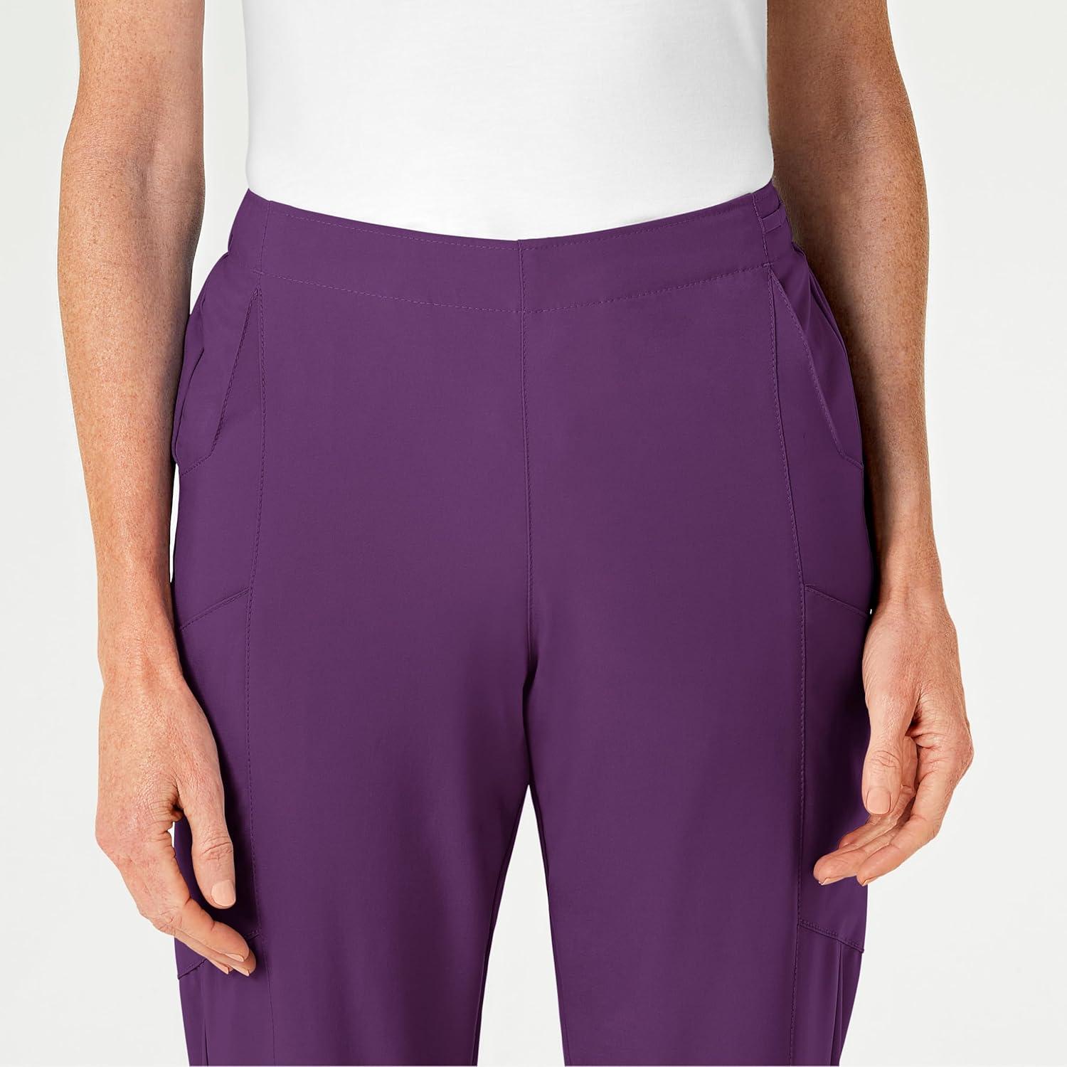 WonderWink womens Women’s Flat Front Cargo Scrub Pant(Eggplant)