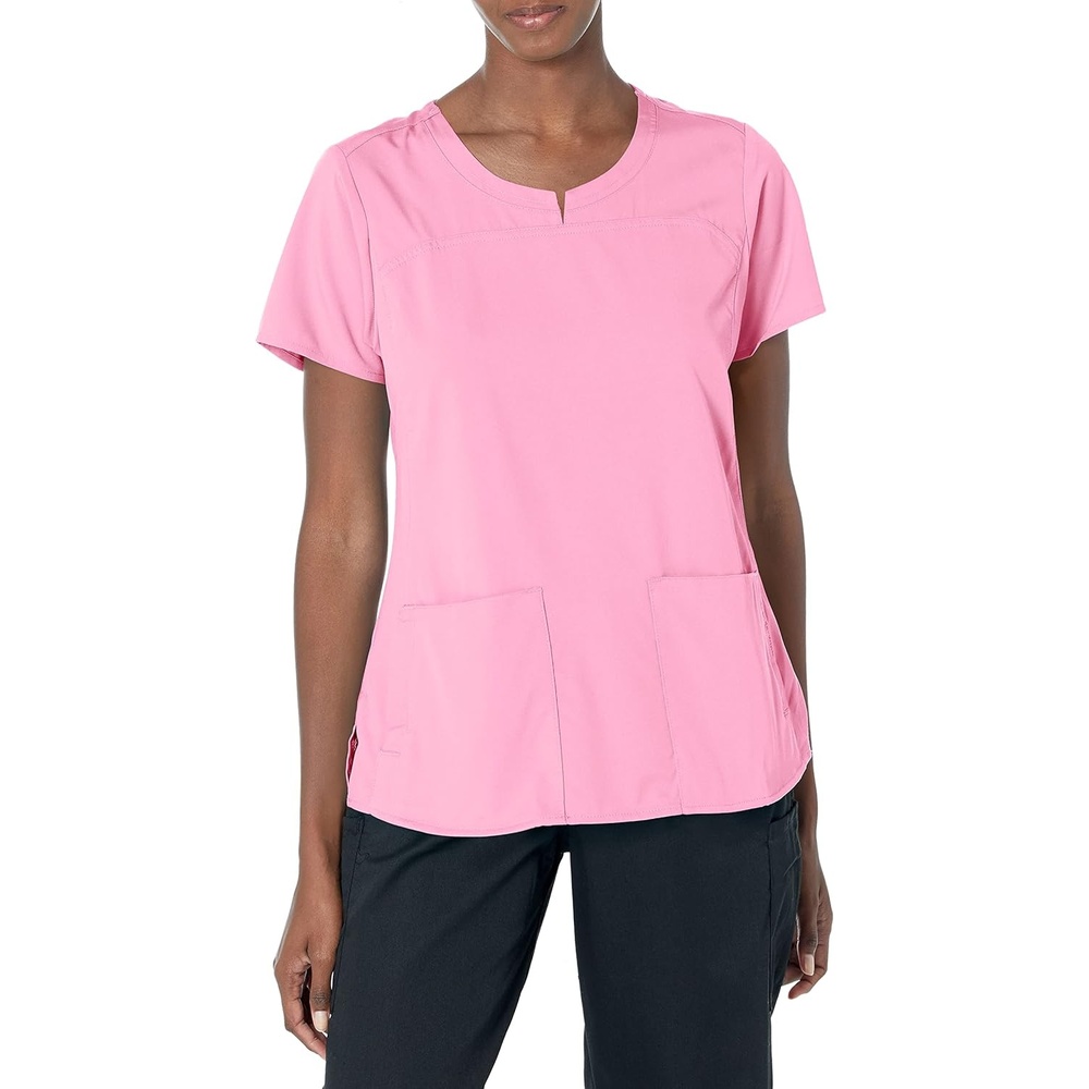 Wink PRO Women’s 4 Pocket Notch Neck Scrub Top(Pink Blossom)