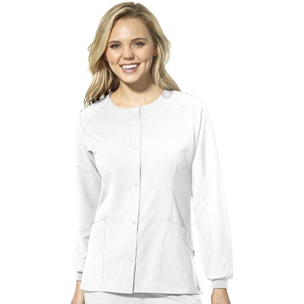 WonderWink Womens Crew Neck Warm Up Jacket(White)