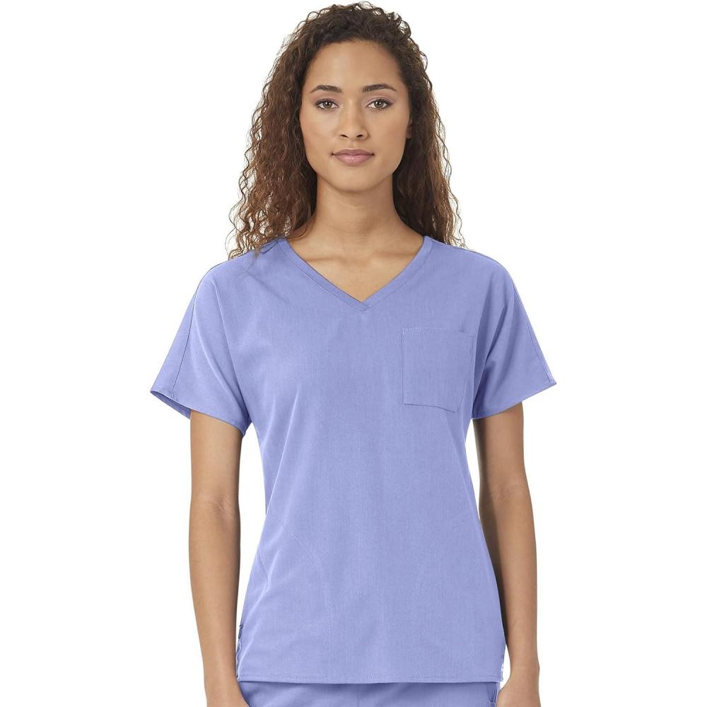 WonderWink Womens Women’s Dolman 3 Pocket Scrub TopMedical Scrubs Shirt(Ceil Blue)