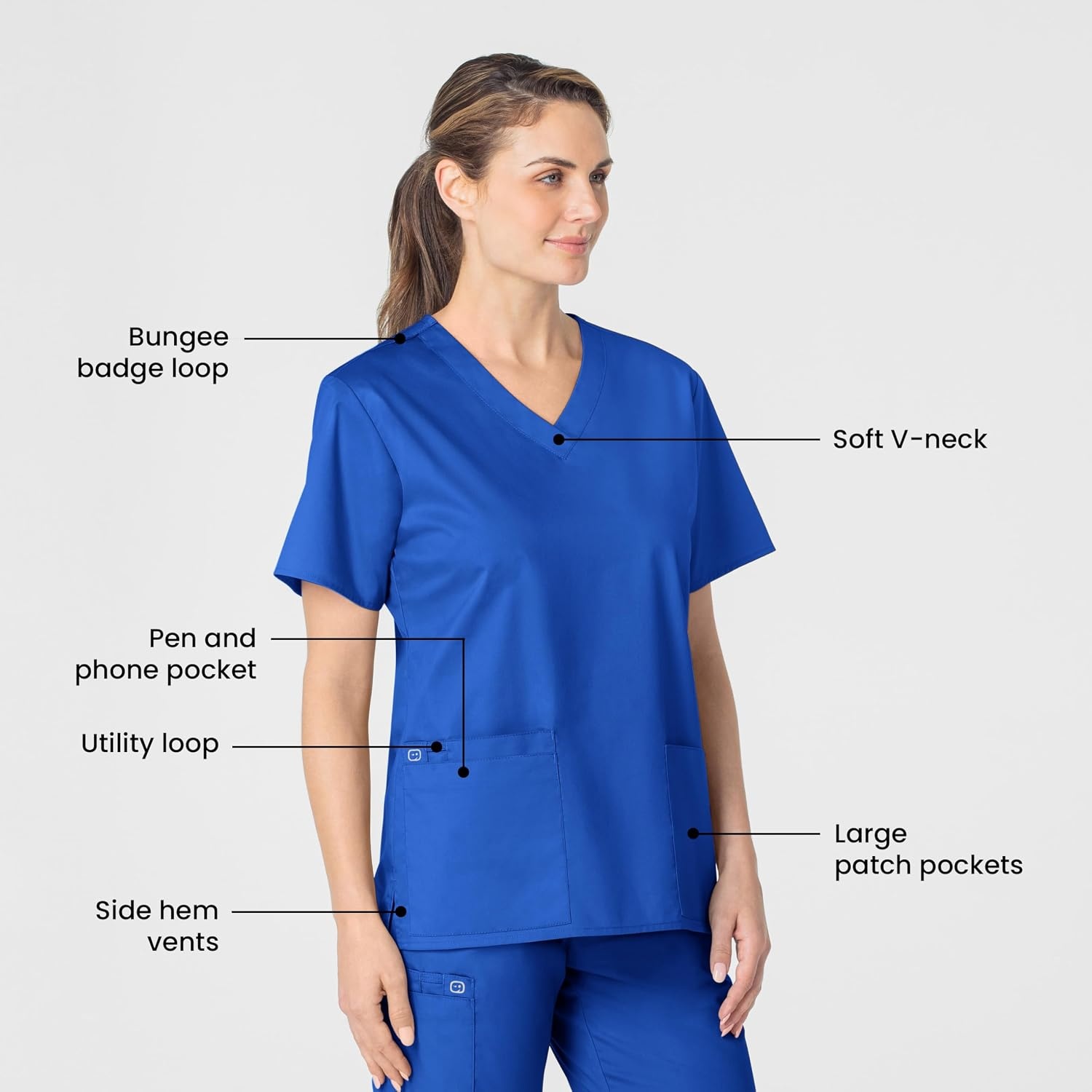 WINK WonderWORK Women’s V-Neck Scrub Top(Royal)