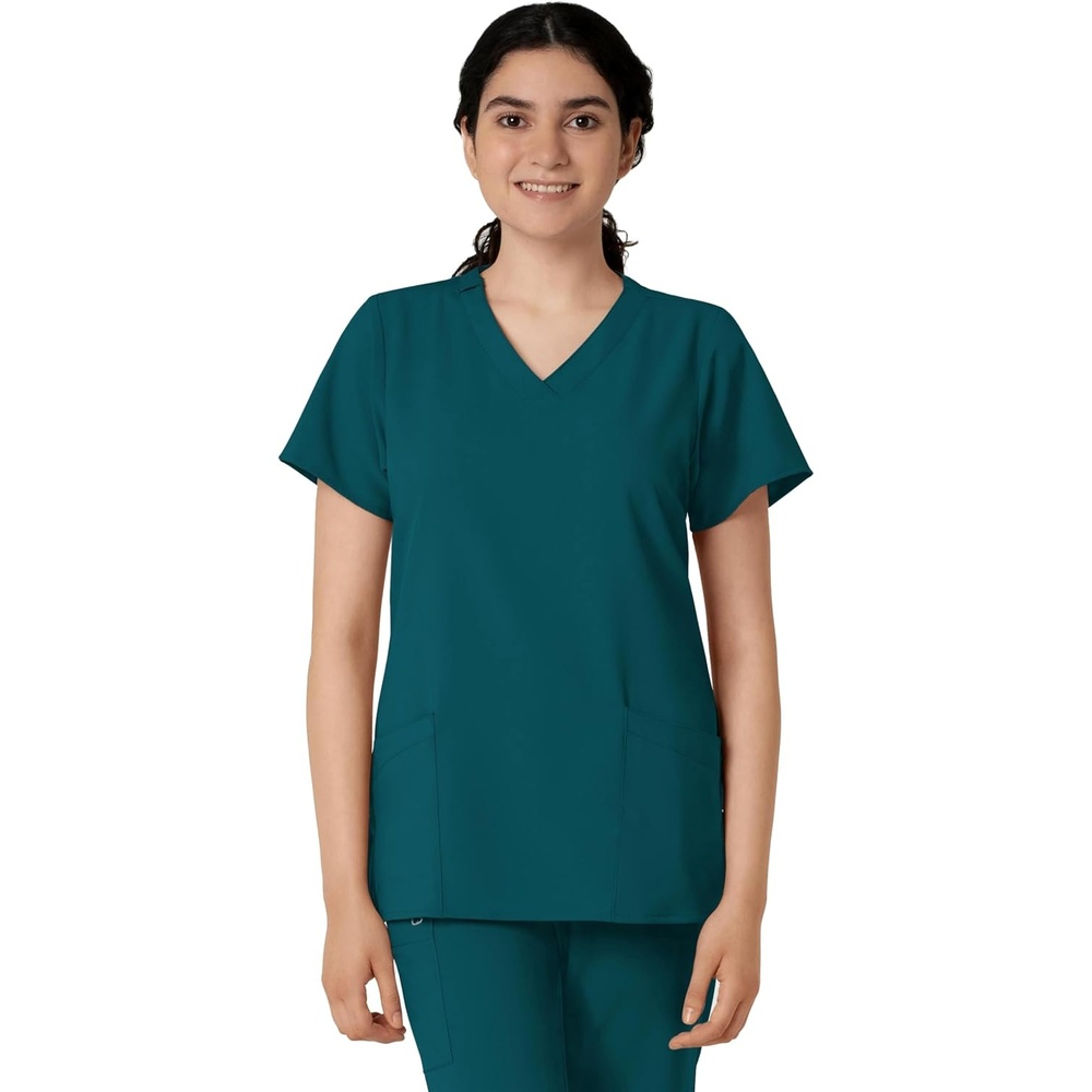WINK W123 Women’s Basic V-Neck Scrub Top(Caribbean Blue)