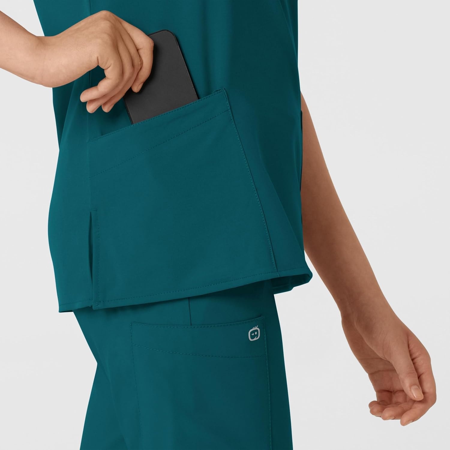 WINK W123 Women’s Basic V-Neck Scrub Top(Caribbean Blue)