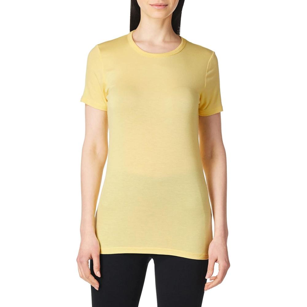 Layers Women’s Silky Knit Short Sleeve Tee(Yellow)