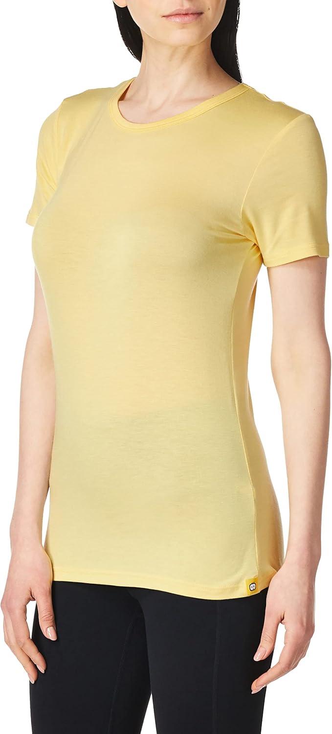 Layers Women’s Silky Knit Short Sleeve Tee(Yellow)