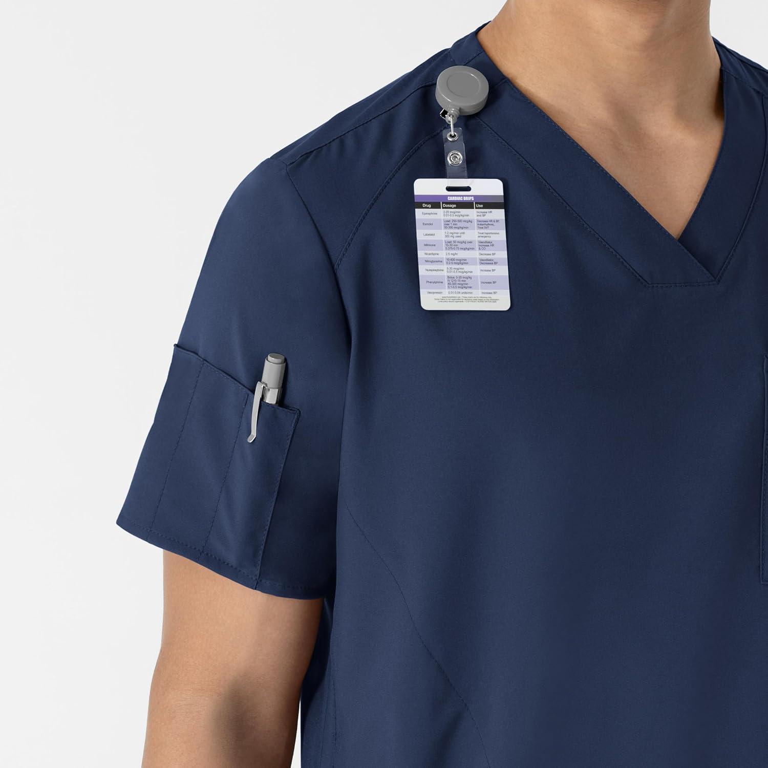 WINK Scrubs for Men, W123, V-Neck Tops with 6 Pockets(Navy)