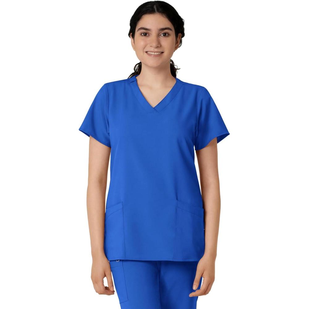 Wink Scrubs for Women, W123, Classic V-Neck Tops with 2 Pockets(Royal)