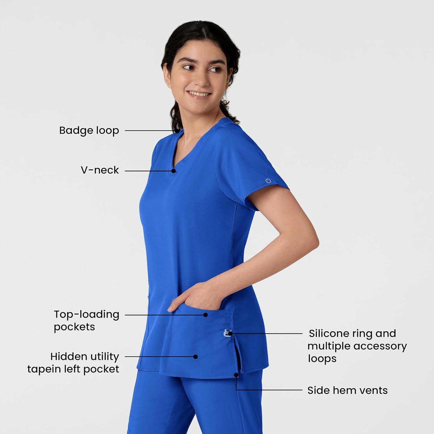 Wink Scrubs for Women, W123, Classic V-Neck Tops with 2 Pockets(Royal)