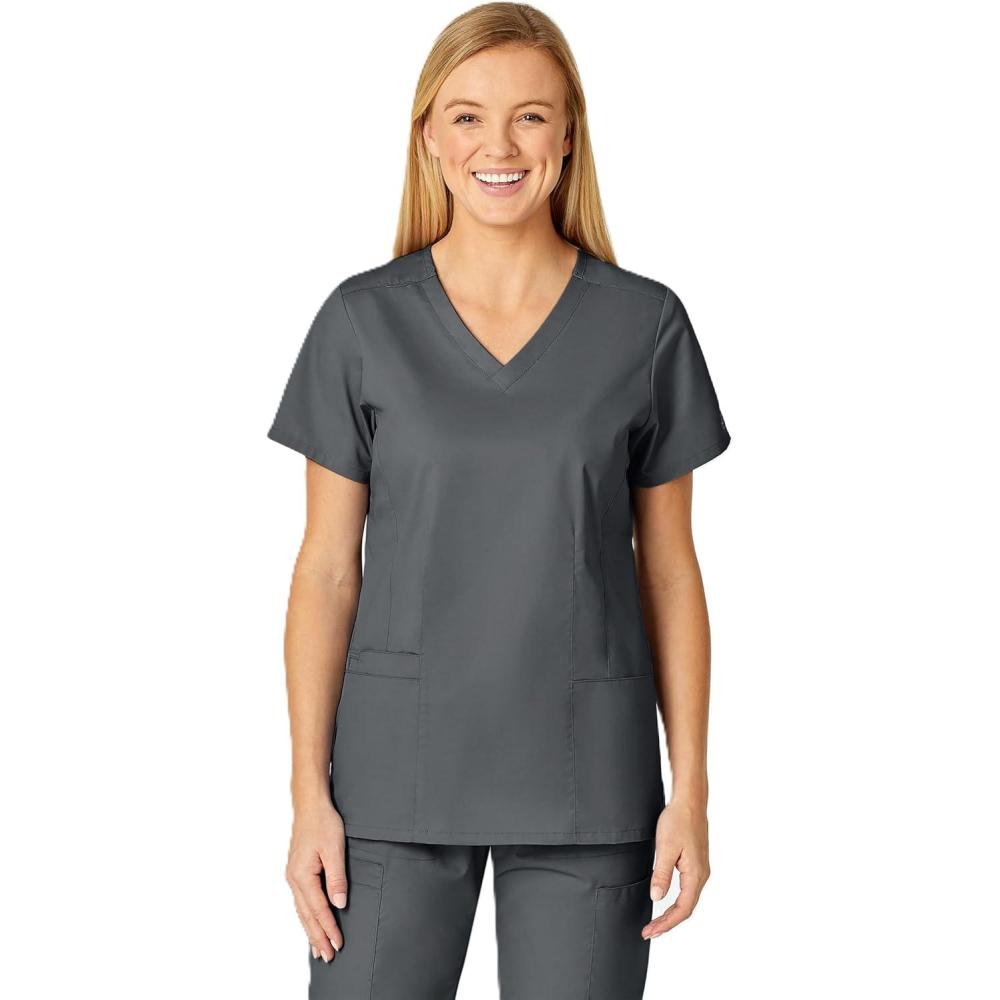 WonderWink Women’s Shaped V-Neck Top(Pewter)