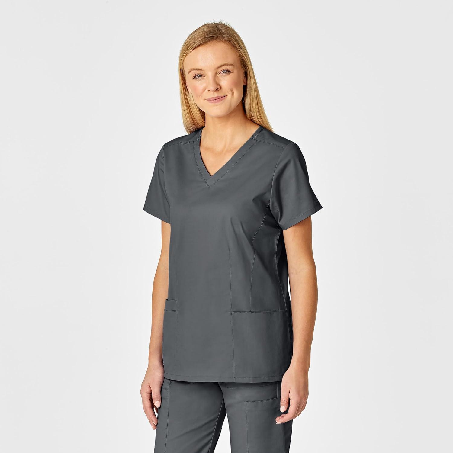 WonderWink Women’s Shaped V-Neck Top(Pewter)